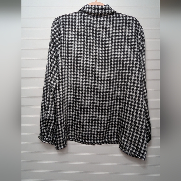 Susan Graver Black and White Houndstooth Silky Blouse XL - Picture 3 of 7